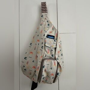 Kavu Cream Rope Sling Bag with Surf Pattern